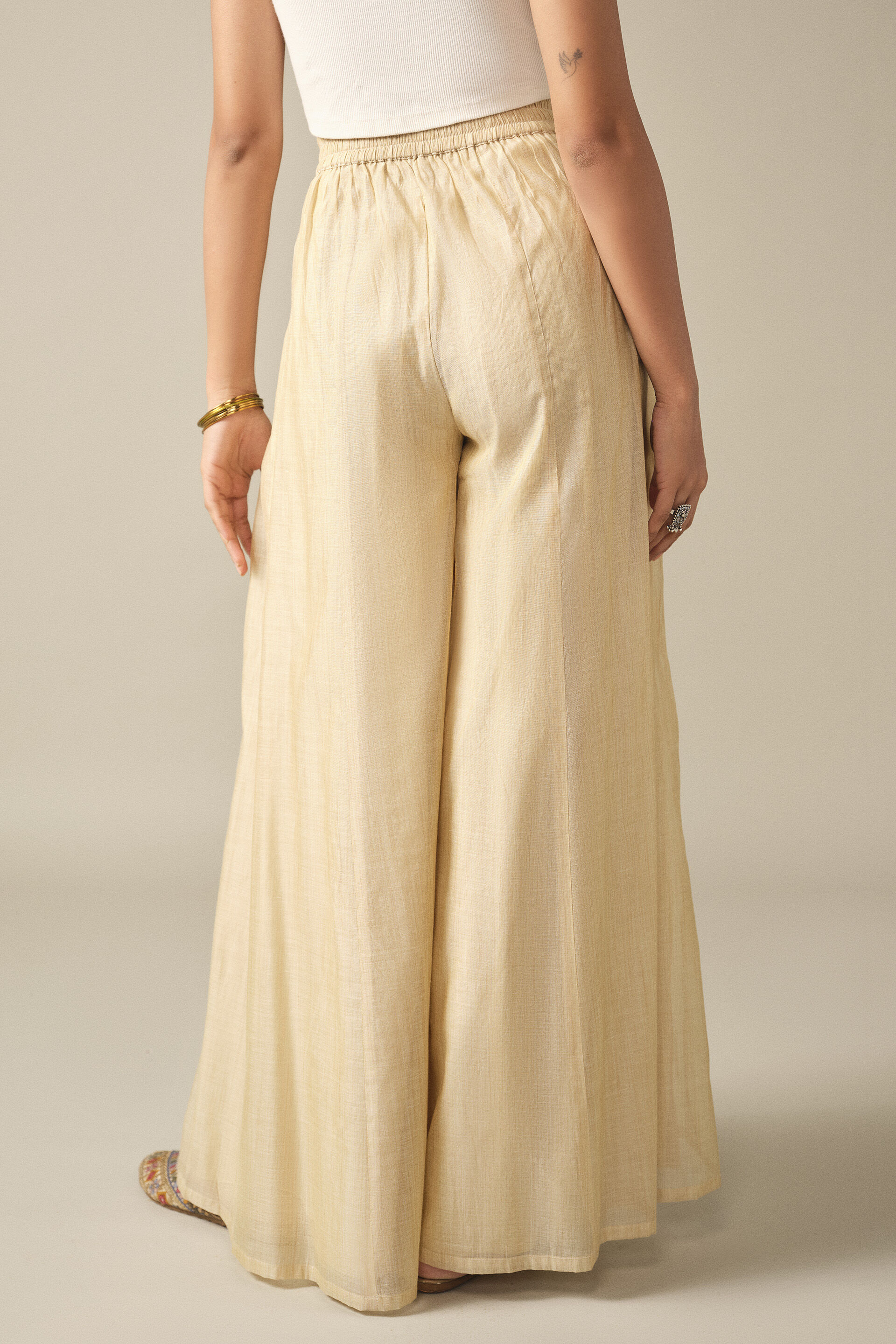 Panelled Sharara in Beige, Beige, image 4